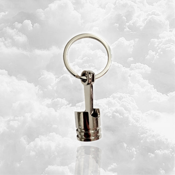 Auto Car Engine Piston Keychain Silver 1.5cm - Picture 2 of 2